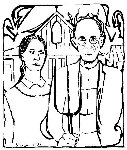 Maze of Grant Woods' American Gothic art masterpeice