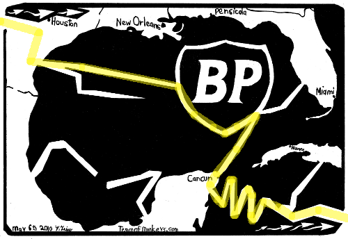 BP oil spill cartoon maze maze-solution