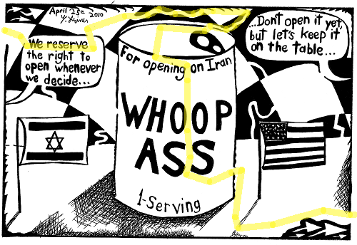 maze-solution cartoon maze of a can of whoop ass for Iranian regime