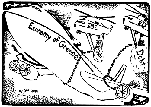 economy of greece maze cartoon