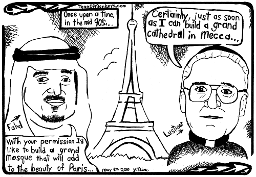 Cartoon maze of Lustiger and Fahd in Paris