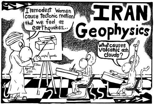 Iran Geophysics, women cause earthquakes Eyjafjallajökull volcano in ice land europe ash cloud