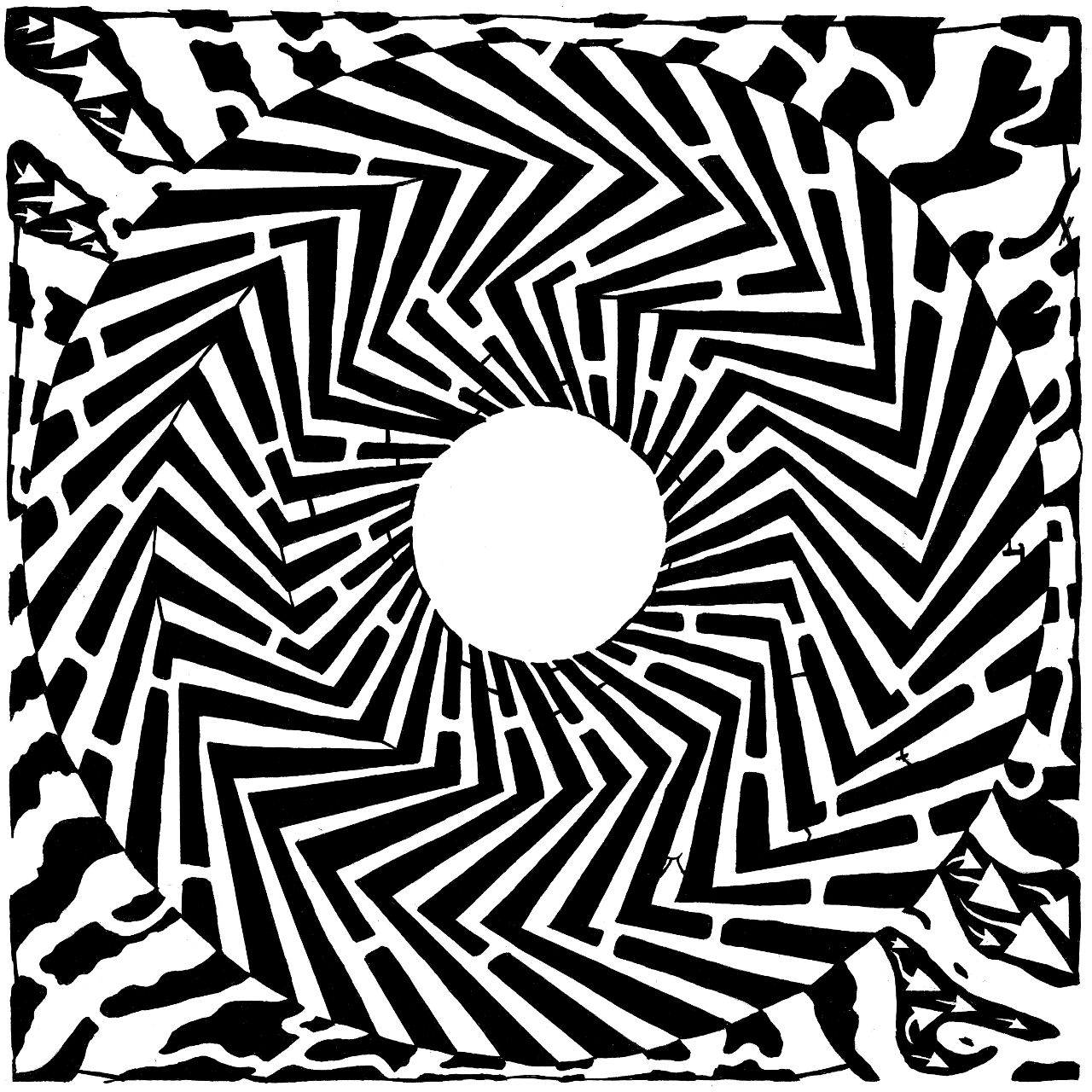 Yonatan Frimer Optical Illusion Swirly Maze psychedelic pattern