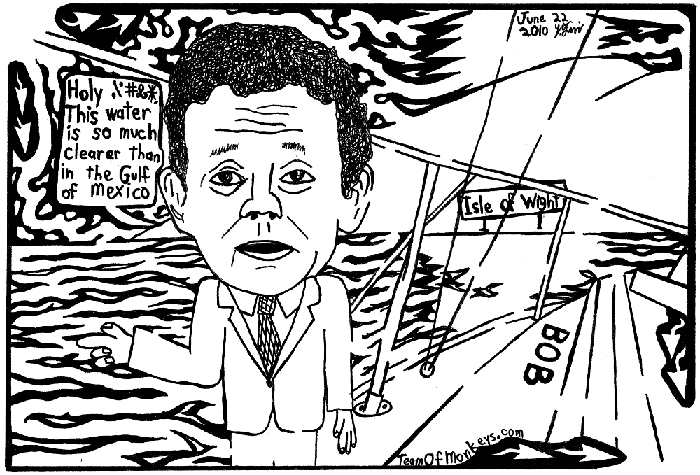 maze cartoon of Tony Hayward sailing bob