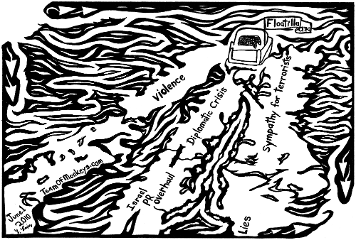 Maze cartoon of gaza flotilla by Yonatan Frimer