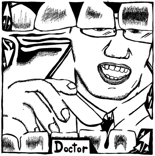 Maze art of a doctor as seen via the mouth