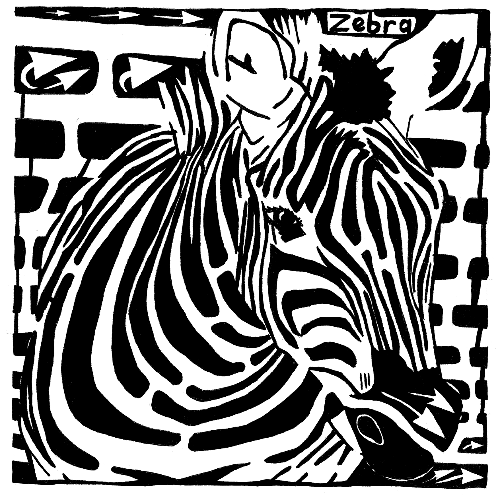 Maze of a zebra for the letter Z by Yonatan Frimer