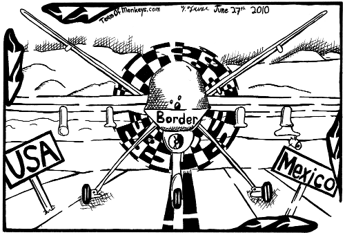 maze cartoon of reaper predator border drone