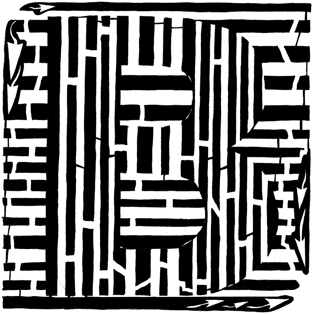 Letter B maze, second letter in the alphabet, upper-case