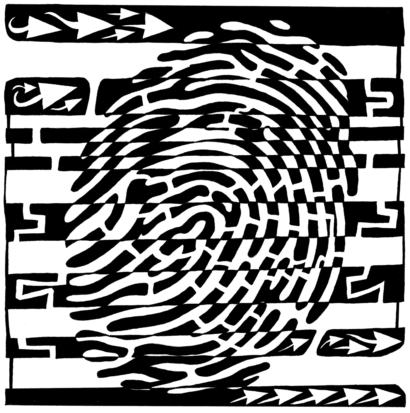 maze of fingerprint being scanned